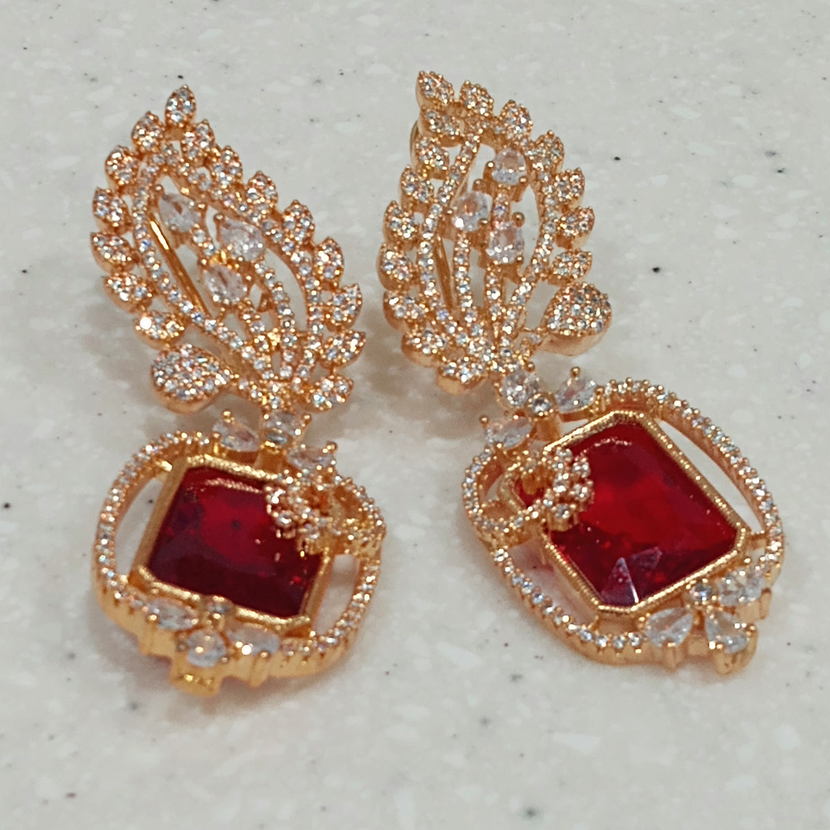 Golden and Red Earrings