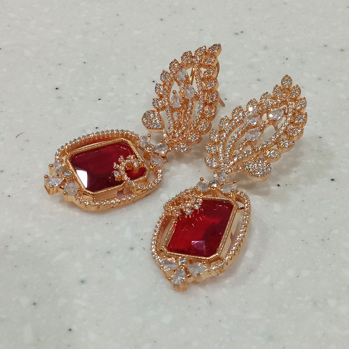 Golden and Red Earrings